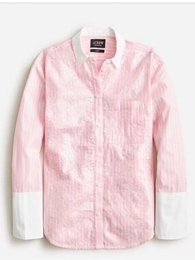 J. Crew Pink Striped Button-Down with White Contrast Collar & Cuffs